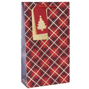 Image of Red Tartan Double Bottle Bag