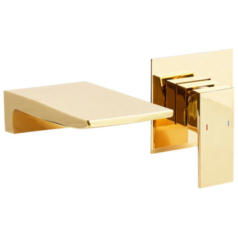 Image of Beliani Wall Mounted Basin Mixer Tap Karuay Brass Gold