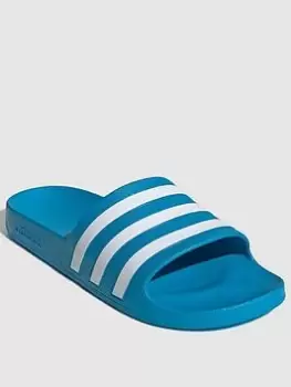 Image of adidas Sportswear Mens Adilette Aqua Slides - Blue, Light Blue/White, Size 7, Men