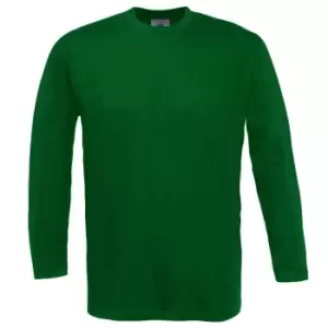 Image of B&C Mens Exact 150 LSL Crew Neck Long Sleeve T-Shirt (L) (Bottle Green)