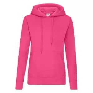 Image of Fruit Of The Loom Ladies Lady Fit Hooded Sweatshirt / Hoodie (XL) (Fuchsia)