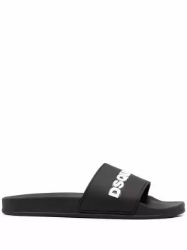 Image of DSQUARED2 Embossed Logo Sliders Black