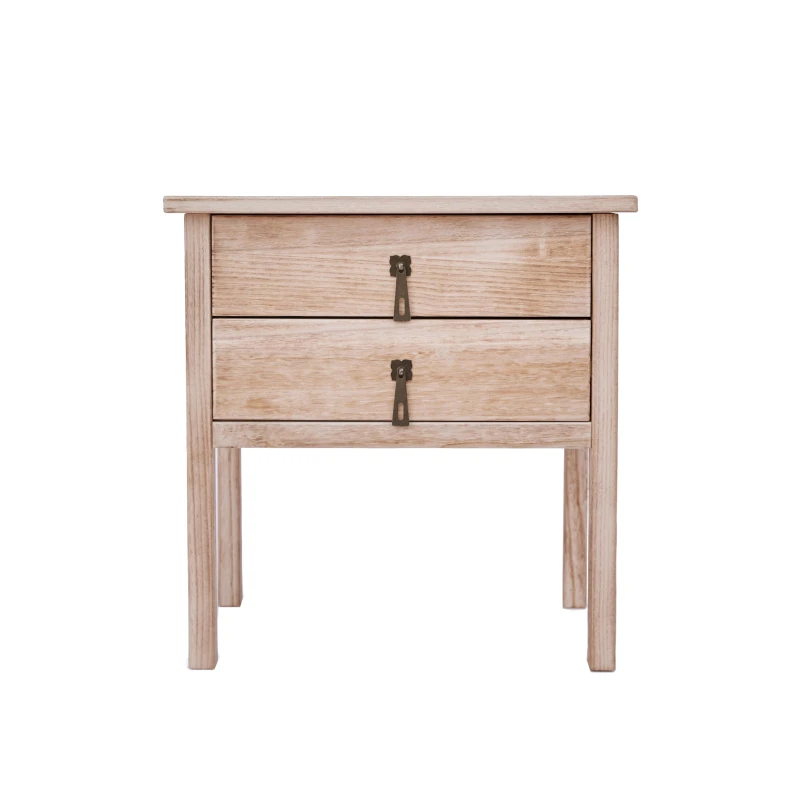Image of Cabinet Bits Portofino 2 Drawer Bedside Table Drop Handle in Natural Natural Unisex