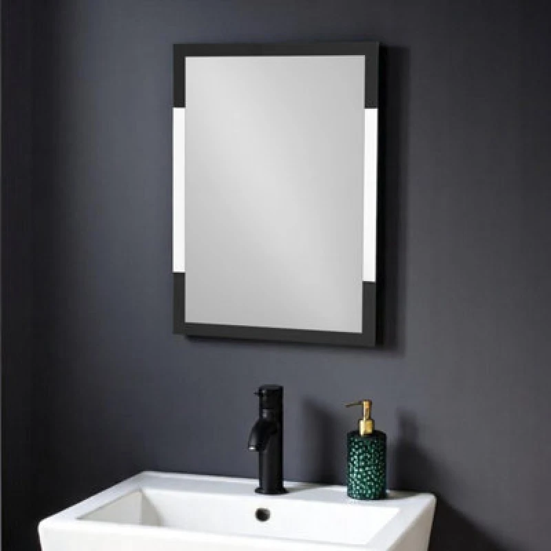 Image of Showerdrape Hampstead Rectangular Wall Mounted Black Framed Bathroom Mirror 70 x 50cm Silver