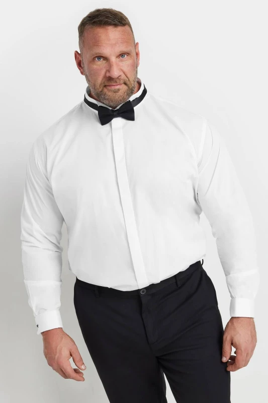 Image of BadRhino Mens Wing Collar Formal Shirt in White Size: 19" White Male 19"