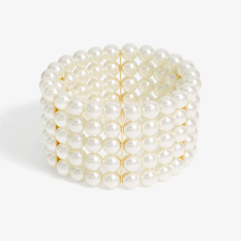 Image of Jon Richard Multi Row Pearl Stretch Wristwear Jewellery Sets One Size Gold 72273010000