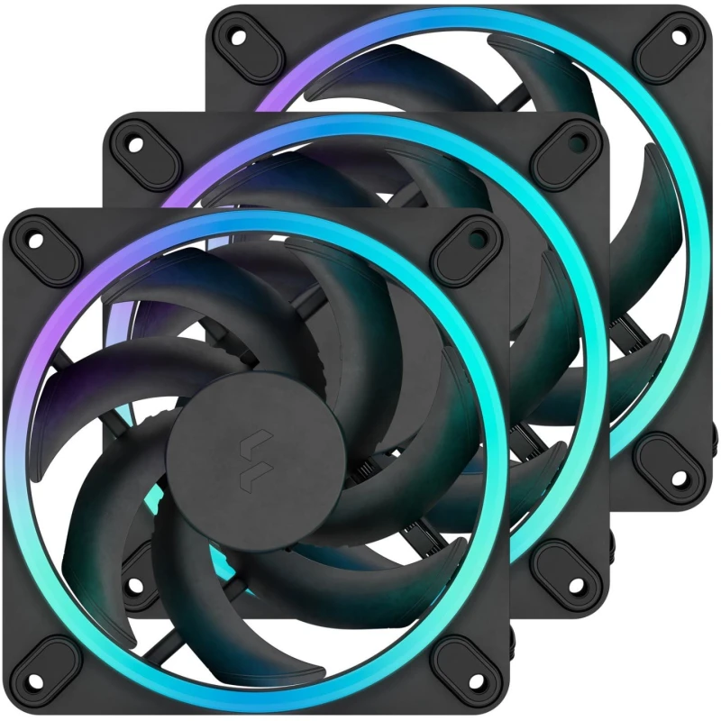 Image of Fractal Design Momentum 14 ARGB 14cm PWM Case Fans (3 Pack), 350-1800RPM - Black - FD-F-MR1-1403