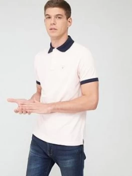 Image of Barbour Contrast Collar Polo Shirt - Pink, Size S, Men