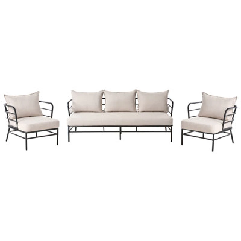 Image of Beliani Garden Sofa Set 5 Seater Ponzone Metal Light Beige