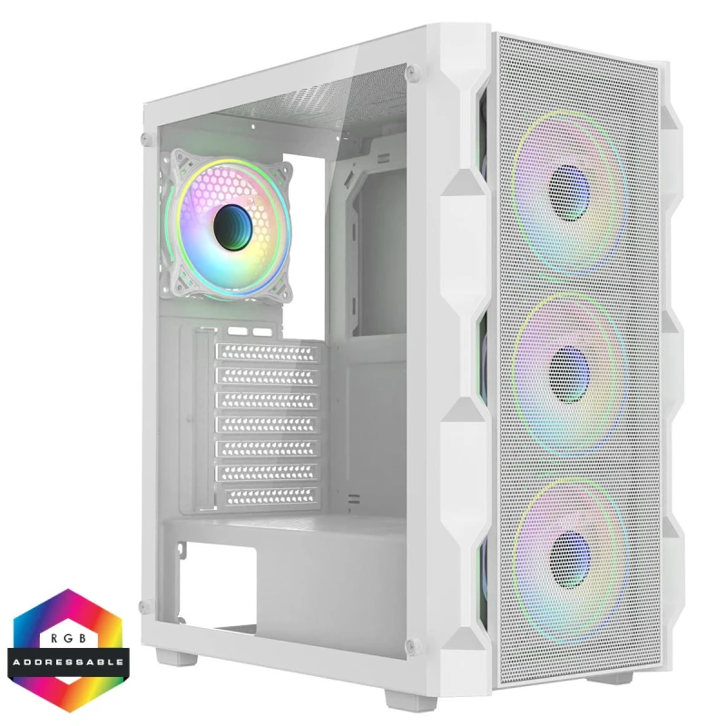 Image of CiT Neo White ARGB Mesh ATX Gaming Case with 4 Fans and 6-Port PWM Hub - CIT-NEO-W