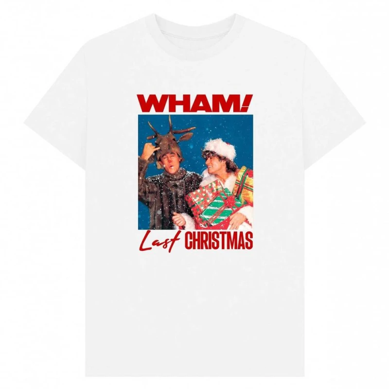 Image of Wham Mens Last Christmas Graphic T-Shirt in White Size: Small White Male S