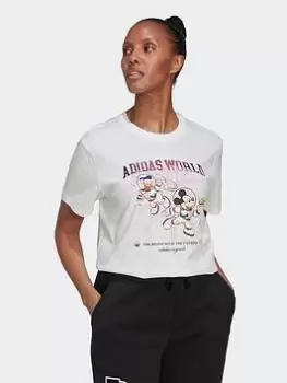 Image of adidas Originals Disney Graphic T-Shirt, Pink, Size 34, Women