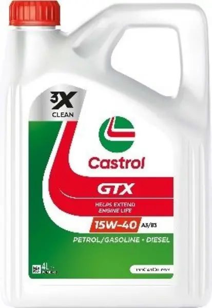 Image of Castrol GTX A3/B3 15W-40 4l Engine oil 15F628 VOLKSWAGEN: Polo III Hatchback, GOLF 1 Cabriolet, Golf 5, MERCEDES-BENZ: E-Class Saloon, E-Class Coupe