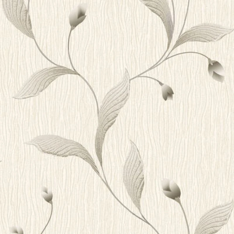 Image of Tiffany Floral Trail Textured Heavyweight Vinyl Wallpaper Charcoal Belgravia 41338