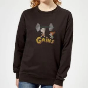 Image of The Flintstones Distressed Bam Bam Gains Womens Sweatshirt - Black
