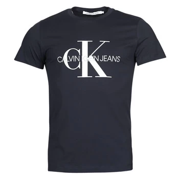Image of Calvin Klein Jeans ICONIC MONOGRAM SS SLIM TEE mens T shirt in Blue - Sizes XXL,M,L