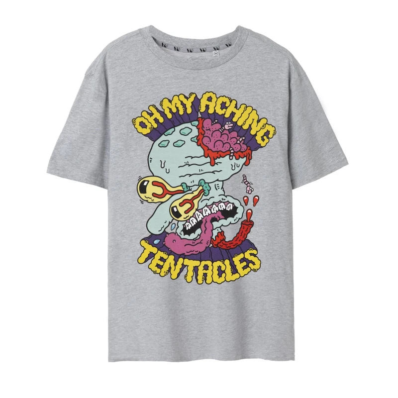 Image of Spongebob Squarepants Short Sleeved T-Shirt Grey male