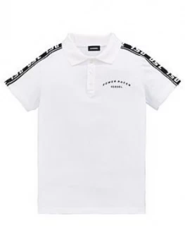 Image of Diesel Boys Tape Logo Short Sleeve Polo - White