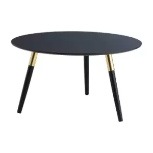 Image of Black Oak Veneer Coffee Table with Gold Trim