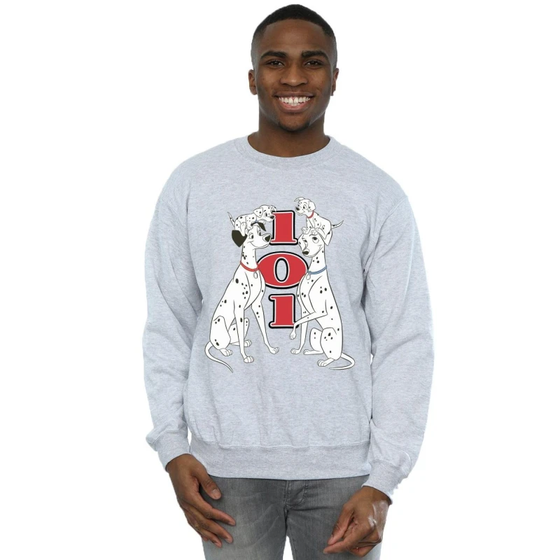Image of Disney Men 101 Dalmatians Family Sweatshirt in Grey Size: Small Grey S Male 5059568150073