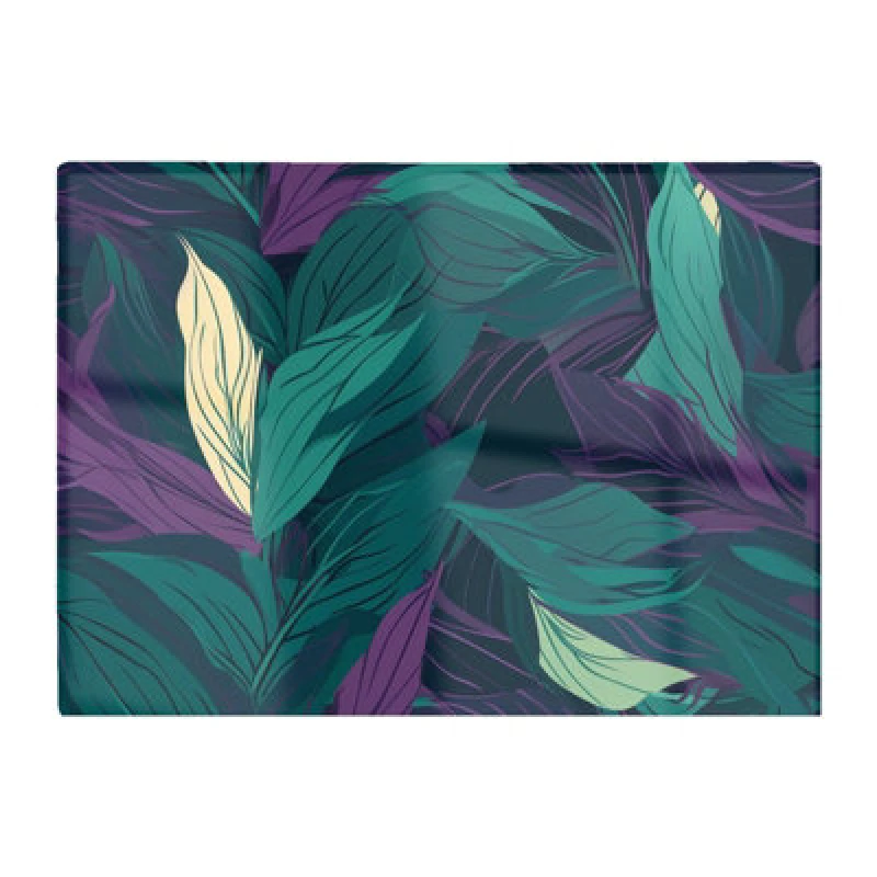 Image of Warren Reed Designer Green Purple Tropical Leaves Glass Chopping Board