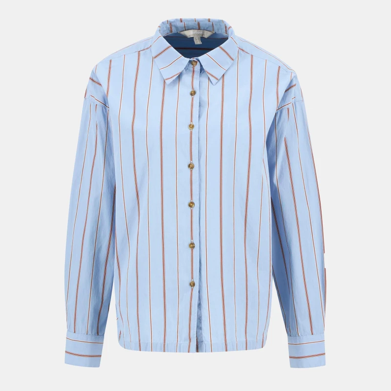 Image of Barbour Saffron Striped Relaxed Shirt Ice Blue Stripe female 14 (L)