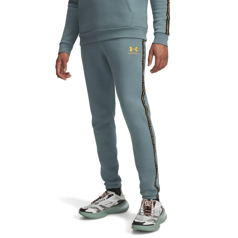 Image of Under Armour Mens Icon Taping Closed Hem Fleece Joggers Jasper Blue male S