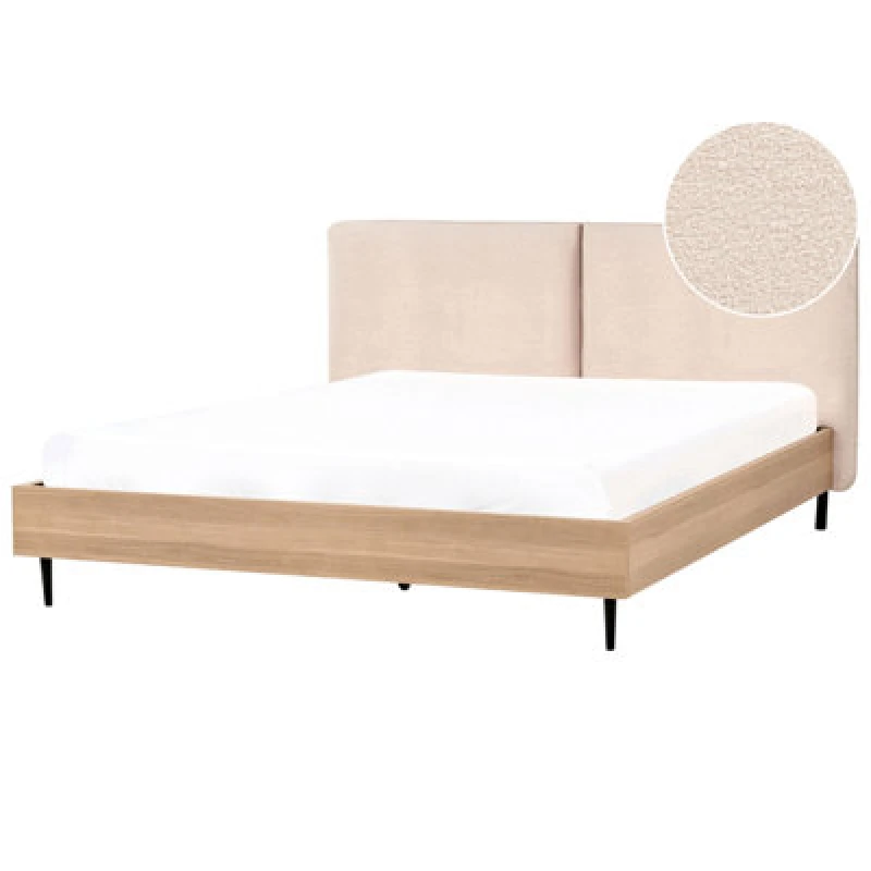 Image of Beliani Bed Boucle Limanton 180 X 200 Cm (Eu Super King) Beige