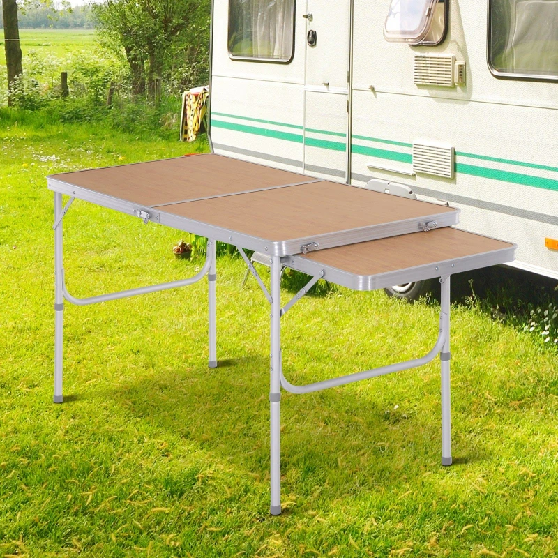 Image of Outsunny 4ft Aluminium Picnic Table W/side Desktop Outdoor Bbq Party Portable