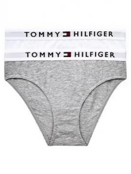 Image of Tommy Hilfiger Girls Waistband Briefs (2 Pack) - Grey/White