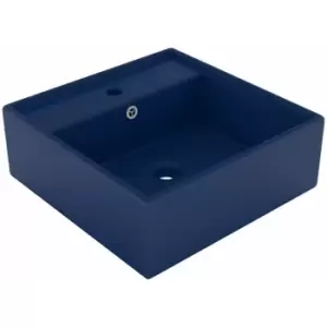 Image of Luxury Basin Overflow Square Matt Dark Blue 41x41cm Ceramic Vidaxl Blue