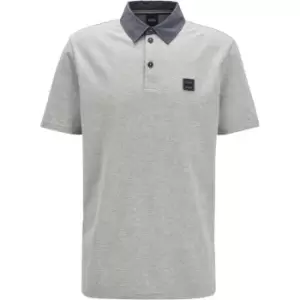 Image of Boss Polo Denim Collar Shirt Mens - Grey