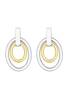 Image of Two Tone Polished Forward Facing Link Drop Earrings