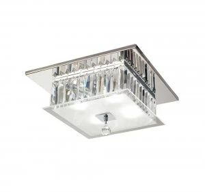 Image of Flush Ceiling Square 4 Light Polished Chrome, Glass, Crystal