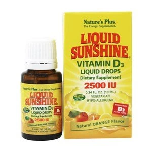 Image of Natures Plus Liquid Sunshine Vitamin D3 2500 IU Liquid Drops Orange Flavour 10ml