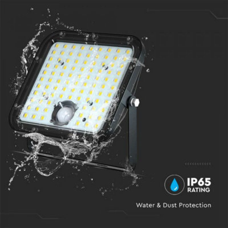 Image of Generic Vt-432 30W LED Solar Floodlight-Cube 4800Lm Lifepo4 Battery 6.4V 6000Ma Cct: 6400K Black