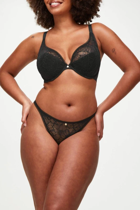 Image of KBX Womens Alice Padded Plunge Bra in Black Size: 32E Black Female 32E