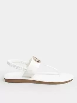 Image of Yours Extra Wide Fit Double Ring Toe Post Sandal White, Size 8Eee, Women