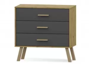 Image of Harmony Austin Grey and Oak 3 Drawer Chest of Drawers Flat Packed