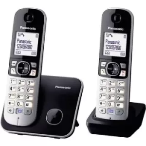 Image of Panasonic KX-TG6812 Duo DECT, GAP Cordless analogue Hands-free Black, Silver