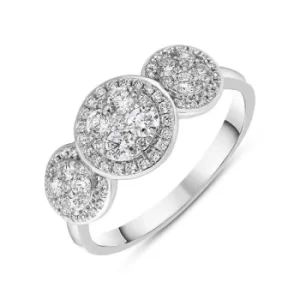 Image of 18ct White Gold Diamond Trilogy Cluster Ring
