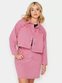 Image of Yours Coloured Cropped Jacket Pink, Size 20, Women