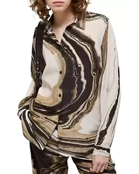 Image of The Kooples Silk Marble Print Blouse