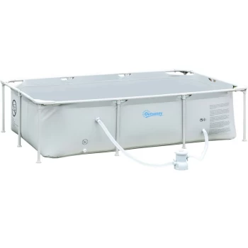 Image of 8.2x4.9ft Steel Frame Swimming Paddle Pool w/ Filter Pump Cartridge Grey - Outsunny