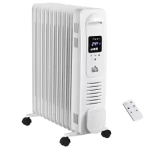 Image of HOMCOM 2720W Digital Oil Filled Radiator, 11 Fin, Portable Electric Heater with LED Display, 3 Heat Settings, Safety Cut-Off and Remote Control, White