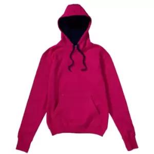 Image of SG Ladies/Womens Contrast Hooded Sweatshirt / Hoodie (XS) (Dark Pink/Navy)