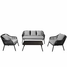 Image of Charles Bentley FSC & Rope Lounge Set Polyester Steel
