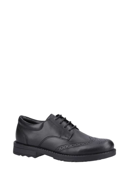 Image of Hush Puppies Boys Brian Junior Leather School Shoes UK Size 12 (EU 30.5) Black HUS848-BLACK-12