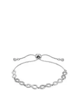 Image of Jon Richard Rhodium Cubic Zirconia Infinity Toggle Bracelet - Gift Boxed, Silver, Women