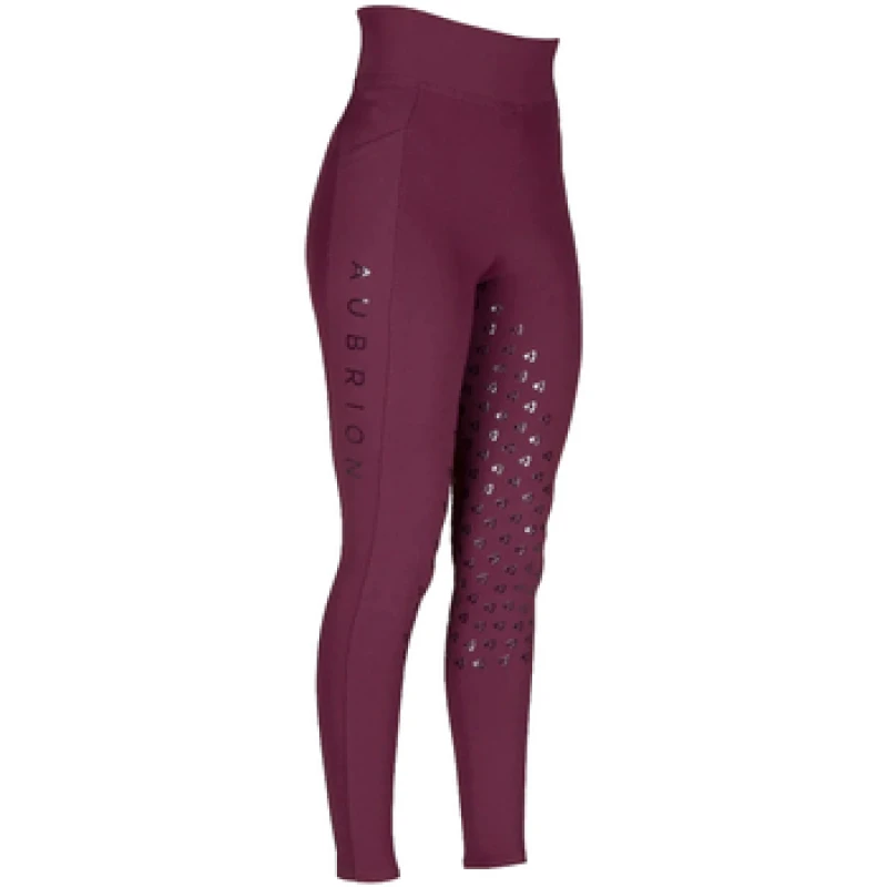 Image of Aubrion Eltar Horse Riding Tights in Wine Size: 11-12 Years Wine Unisex 11-12 Years